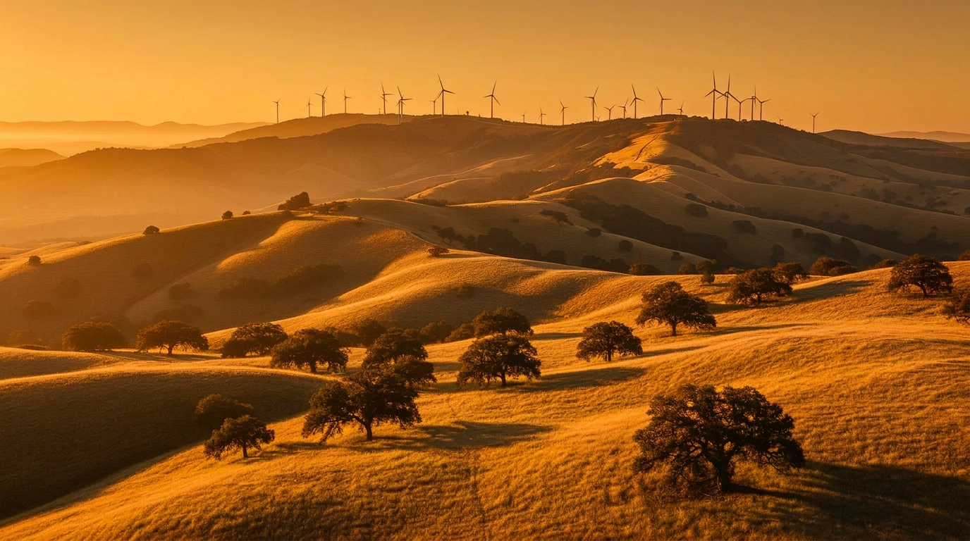 Golden hour over futuristic infrastructure